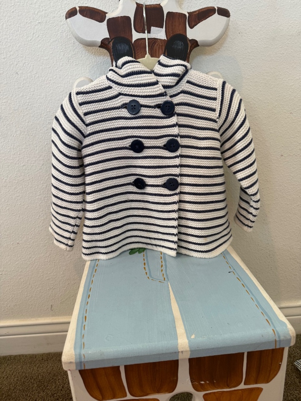 First impressions stripy cardigan with hood